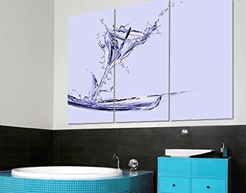 Leinwandbild Wasserlilie Triptychon I Blumen Blüten Water Spritzer Liquid, Leinwand, Leinwandbild XXL, Leinwanddruck, Wandbild