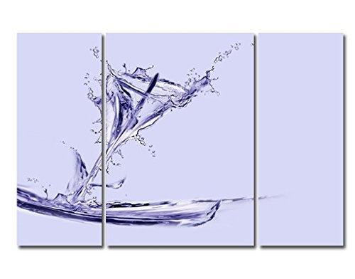 Leinwandbild Wasserlilie Triptychon II Blumen Blüten Water Spritzer Liquid, Leinwand, Leinwandbild XXL, Leinwanddruck, Wandbild