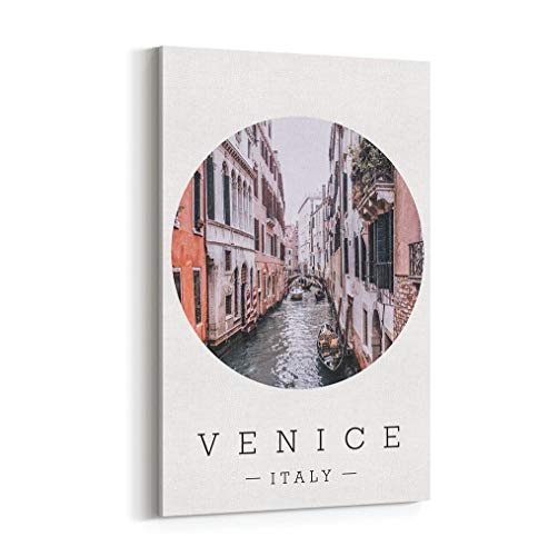 Großer Leinwandbilder Italy Venice City Landscape Town Gondola Water Canals auf Keilrahmen als stylishe, moderne Dekoration für Wohnzimmer, Schlafzimmer, Home Office - Kunstdruck Größe: 40 cm x 60 cm