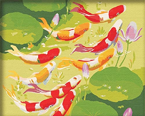 Panrely Malen Nach Zahlen Für Erwachsene Kinder DIY Malen Nach Zahlen Landschaft Goldfish Water Tour Leinwandbilder Malen Nach Zahlen Große Wand Dekorative Bilder Rahmenlos