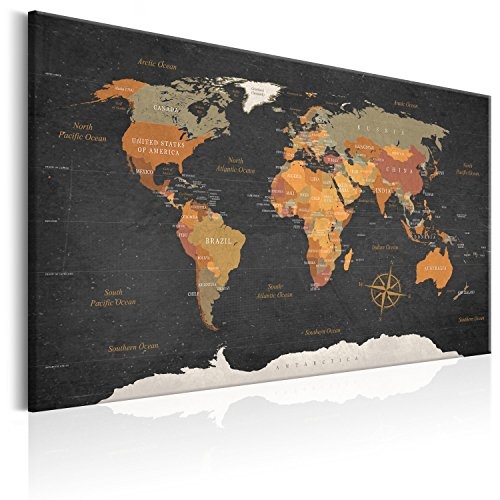 murando - Weltkarte Pinnwand 120x80 cm Bilder mit Kork Rückwand 1 Teilig Vlies Leinwandbild Korktafel Fertig Aufgespannt Wandbilder XXL Kunstdrucke Landkarte k-C-0048-p-c