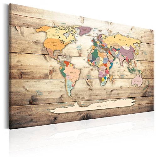 Neuheit! Weltkarte mit Kork Rückwand 120x80 cm - 3 Farben zur Auswahl - einteilig Bilder Leinwandbild Poster Pinnwand Kunstdruck Weltkarte Karte Welt Landkarte Kontinent k-B-0009-p-b 120x80 cm B&D XXL