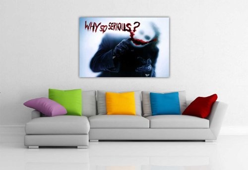 Joker aus Batman Dark Night Zitat „Why So Serious“ Leinwandbild Kunstdruck Hollywood Legends Bilder DC Comics Print Pop Art, canvas holz, 9- A0 - 40" X 30" (101CM X 76CM)