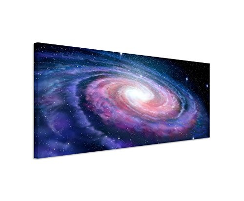 Paul Sinus Art Panoramabild 150x50cm Illustration - Spiralförmige Galaxie auf Leinwand Exklusives Wandbild Moderne Fotografie für Ihre Wand in Vielen Größen