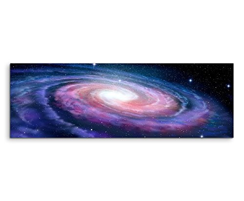 Paul Sinus Art Panoramabild 150x50cm Illustration - Spiralförmige Galaxie auf Leinwand Exklusives Wandbild Moderne Fotografie für Ihre Wand in Vielen Größen