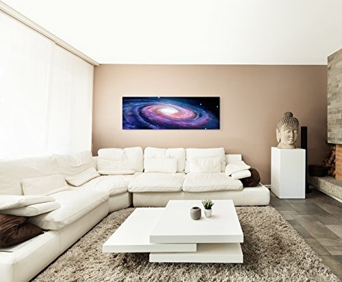 Paul Sinus Art Panoramabild 150x50cm Illustration - Spiralförmige Galaxie auf Leinwand Exklusives Wandbild Moderne Fotografie für Ihre Wand in Vielen Größen