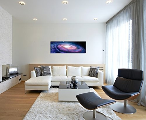 Paul Sinus Art Panoramabild 150x50cm Illustration - Spiralförmige Galaxie auf Leinwand Exklusives Wandbild Moderne Fotografie für Ihre Wand in Vielen Größen