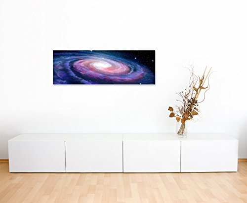 Paul Sinus Art Panoramabild 150x50cm Illustration - Spiralförmige Galaxie auf Leinwand Exklusives Wandbild Moderne Fotografie für Ihre Wand in Vielen Größen