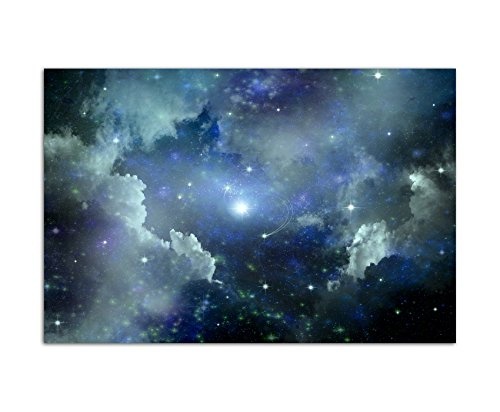 120x80cm - WANDBILD Planet Sterne Galaxie Weltall - Leinwandbild auf Keilrahmen modern stilvoll - Bilder und Dekoration