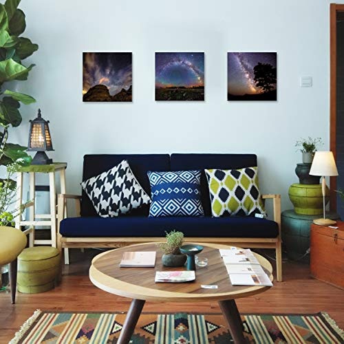 CUFUN Art - Vast Sternenhimmel Galaxy Malerei Leinwand Wandkunst für Home Decor bereit zum Aufhängen von Bildern (30 x 30 cm x 3 Stücke)