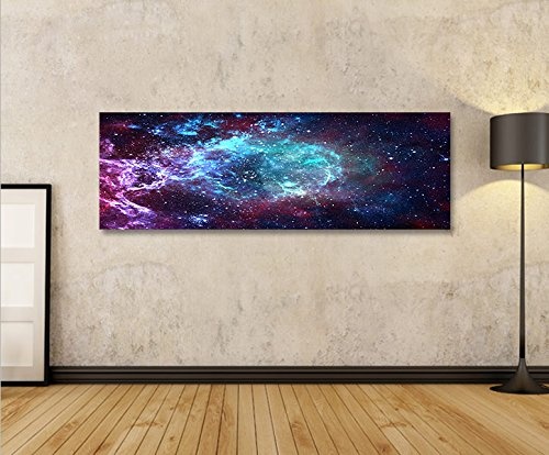 islandburner Bild Bilder auf Leinwand Sternennebel Sterne Weltall Galaxie Panorama XXL Poster Leinwandbild Wandbild Dekoartikel Wohnzimmer Marke