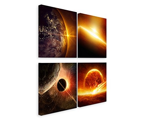 4 Leinwandbilder je 30x30 cm Unser Sonnensystem!...