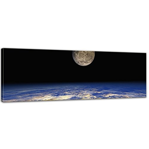 Keilrahmenbild - Erde und Mond - Bild auf Leinwand - 160...