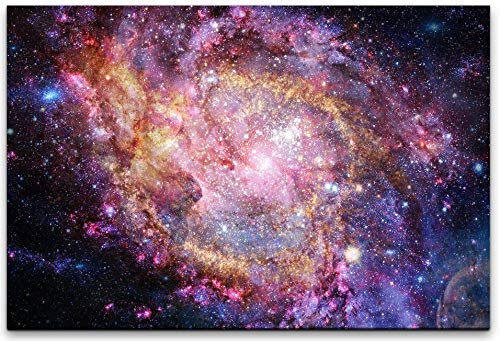 bestforhome 180x120cm Leinwandbild Universum Weltall mit Galaxien und Planeten Leinwand auf Holzrahmen