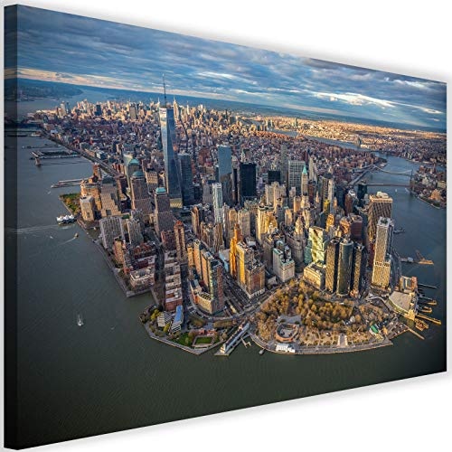 Feeby Leinwandbild XXL New York City Wandbild Kunst Manhattan Stadt bunt 120x80 cm
