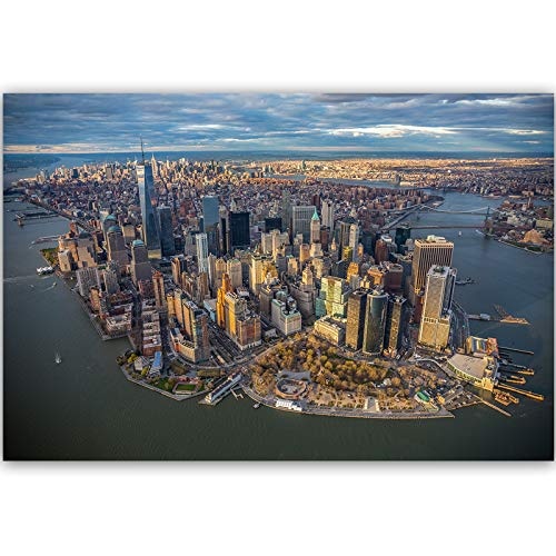 Feeby Leinwandbild XXL New York City Wandbild Kunst Manhattan Stadt bunt 120x80 cm