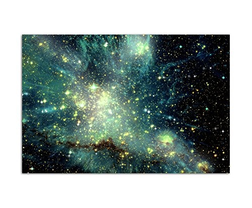 120x80cm - Fotodruck auf Leinwand und Rahmen Sterne Planeten Weltall Galaxie - Leinwandbild auf Keilrahmen modern stilvoll - Bilder und Dekoration