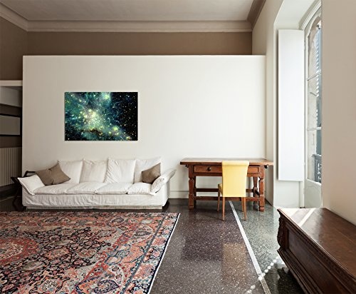 120x80cm - Fotodruck auf Leinwand und Rahmen Sterne Planeten Weltall Galaxie - Leinwandbild auf Keilrahmen modern stilvoll - Bilder und Dekoration