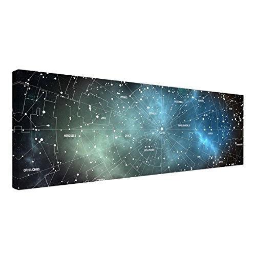 Leinwandbild - Sternbilder Karte Galaxienebel - Panorama...