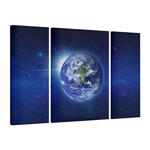 Leinwandbild 3-teilig - Erde im Weltall - Triptychon, 80x30cm 80x60cm 80x30cm