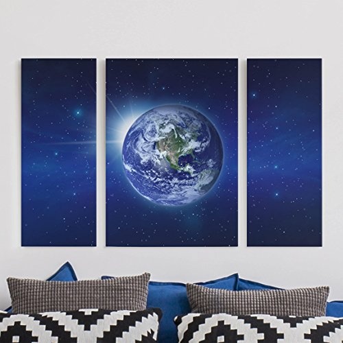 Leinwandbild 3-teilig - Erde im Weltall - Triptychon,...