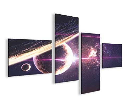 islandburner Bild Bilder auf Leinwand Nebula Galaxie Sterne Weltall Planeten 4L XXL Poster Leinwandbild Wandbild Dekoartikel Wohnzimmer Marke