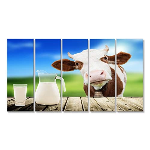 Bild Bilder auf Leinwand Kuh und Milch Wandbild, Poster, Leinwandbild LJO