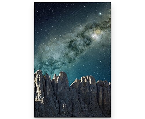 Paul Sinus Art Leinwandbilder | Bilder Leinwand 90x60cm Milchstraße über Einem Gebirge