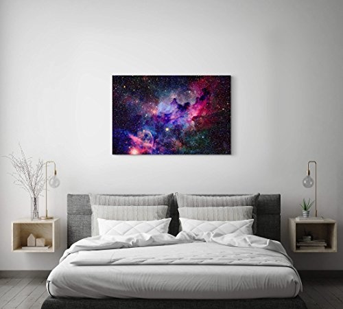 Nebel und Galaxien im Weltraum - Leinwandbild 120x80cm