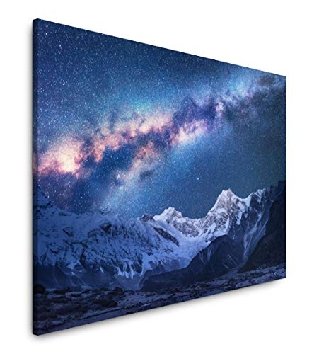 bestforhome 150x100cm Leinwandbild Milchstraße und Sterne über dem Himalaya Gipfel Leinwand auf Holzrahmen