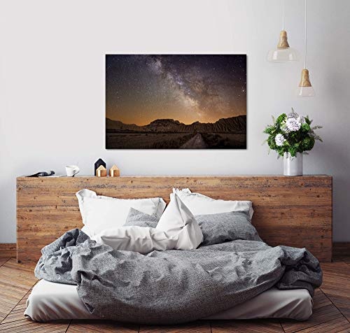 bestforhome 150x100cm Leinwandbild Milchstraße über der Wüste von Spanien Leinwand auf Holzrahmen