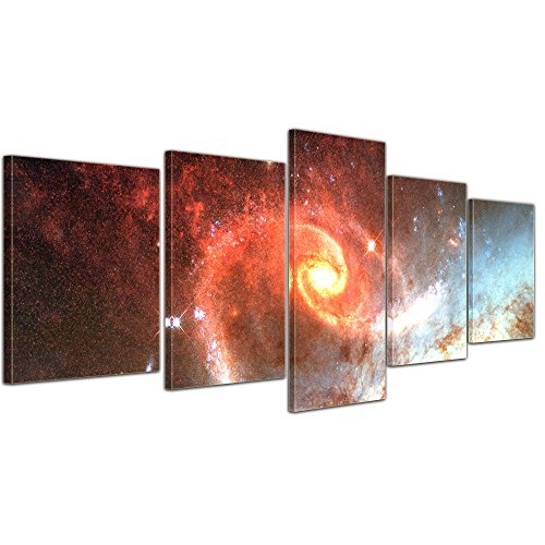 Wandbild - Spiralgalaxie - Bild auf Leinwand - 200x80 cm 5 teilig - Leinwandbilder - Landschaften - Astronomie - Universum - Spiralnebel
