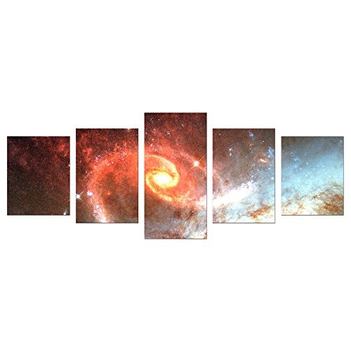 Wandbild - Spiralgalaxie - Bild auf Leinwand - 200x80 cm 5 teilig - Leinwandbilder - Landschaften - Astronomie - Universum - Spiralnebel