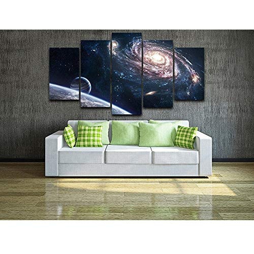 Tkuri 5 Panel Leinwand 5 Leinwandbilder 5 Leinwandmalerei 5 Universum-Milchstraße-Nebel-Moderne Wand-Kunst-Plakate