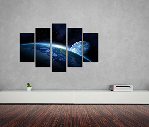 Modernes Bild 150x100cm Künstlerische Fotografie - Planet Erde mit Mond