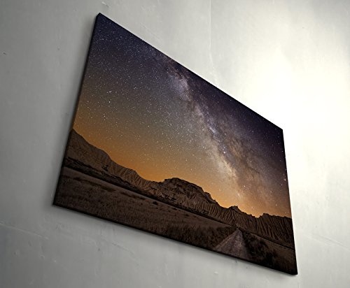 Paul Sinus Art Leinwandbilder | Bilder Leinwand 120x80cm Milchstraße über der Wüste von Bardenas - Spanien