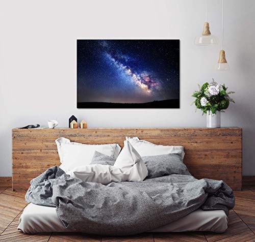 bestforhome 150x100cm Leinwandbild Nachthimmel mit Milchstraße und Sternen Leinwand auf Holzrahmen