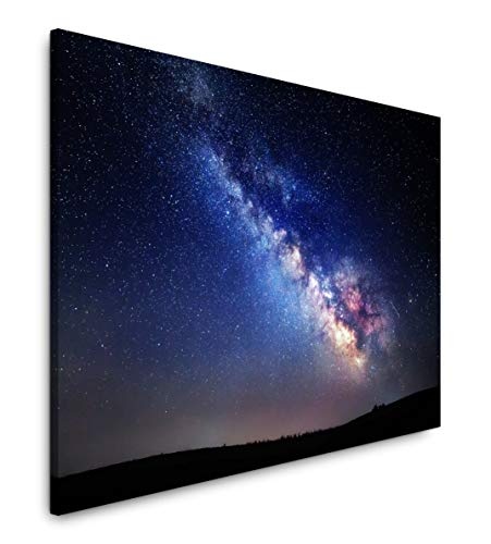 bestforhome 150x100cm Leinwandbild Nachthimmel mit Milchstraße und Sternen Leinwand auf Holzrahmen