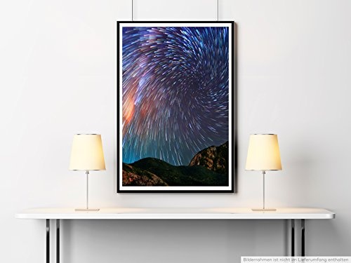 Sinus Art Kunst Leinwandbild - Milchstraße über Berglandschaft- Fotodruck in gestochen scharfer Qualität