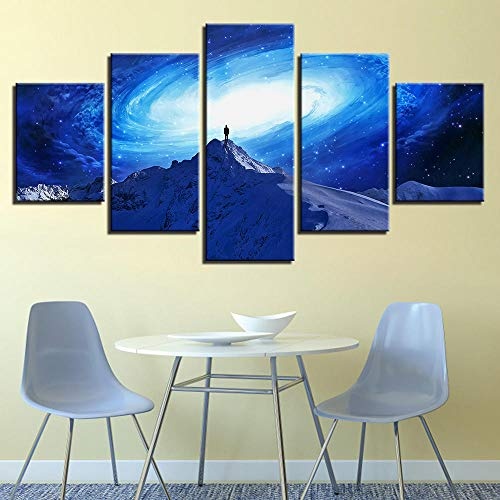 Leinwandbilder Wandkunst arbeitszimmer Wohnkultur 5 Stücke Drehen Milchstraße Sternenhimmel Malerei HD Drucke Universum Raum Poster