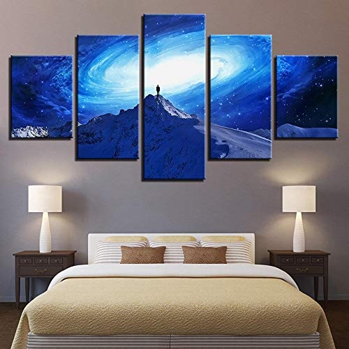 Leinwandbilder Wandkunst arbeitszimmer Wohnkultur 5 Stücke Drehen Milchstraße Sternenhimmel Malerei HD Drucke Universum Raum Poster