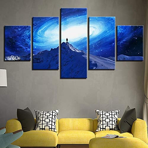 Leinwandbilder Wandkunst arbeitszimmer Wohnkultur 5 Stücke Drehen Milchstraße Sternenhimmel Malerei HD Drucke Universum Raum Poster