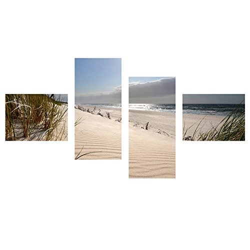 Stranddünen 3 | Trendiger Mehrteiler im XXL Format | 4-teiliger Kunstdruck auf Leinwand | Poster | Fotografie | Wandschmuck | Gesamtgröße ca. 153 cm x 77 cm (153 cm x 77 cm, Farbig)