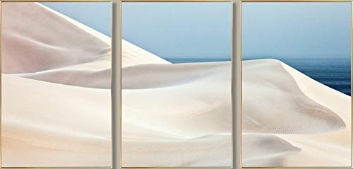 KunstLoft® Gerahmte Fotografie Wie Sand am Meer 180x90cm | moderner Foto-Print hinter Echtglas | Sand Meer Beige Blau | Fotokunst inkl. Aluminium-Bilderrahmen