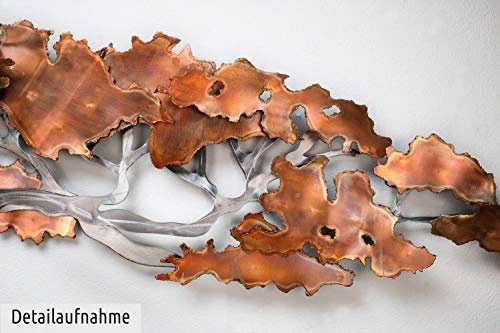 Extravagante KunstLoft® Metall Wandskulptur Rejuvenated 61x110x6cm | Design Wanddeko XXL handgefertigt | Luxus Metallbild Wandrelief | Silber Braun Baum Herbst | Wandbild modern