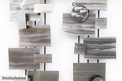 Extravagante KunstLoft® Metall Wandskulptur Living Geometry 108x25x15cm | Design Wanddeko XXL handgefertigt | Luxus Metallbild Wandrelief | Abstrakte Quader & Kreise in Silber | Wandbild modern