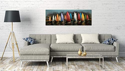 Extravagantes KunstLoft® Metallbild 3D Speedy Boats 150x50x5,5cm | Design Wanddeko XXL handgefertigt | Unikat Luxus Wandskulptur | Segelboote Boote Segeln Meer Wasser Sport | Wandbild Relief modern