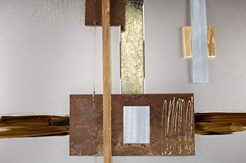 KunstLoft Extravagante Metall Wandskulptur Innere Ruhe 54x58x6cm | Design Wanddeko XXL handgefertigt | Luxus Metallbild Wandrelief | Abstrakt Braun Braun Gold | Wandbild modern