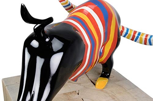 KunstLoft® Skulptur Kraft der Farben in 28x32x46cm | Moderne Kunststein-Figur | Tier Stier bunt | Statue als Unikat - Handgefertigtes Kunstwerk | Schöne Wohnzimmer-Dekoration