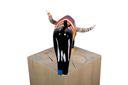 KunstLoft® Skulptur Kraft der Farben in 28x32x46cm | Moderne Kunststein-Figur | Tier Stier bunt | Statue als Unikat - Handgefertigtes Kunstwerk | Schöne Wohnzimmer-Dekoration